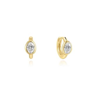 Ania Haie Gold Plated Organic Pebble CZ Huggie Hoop Earrings