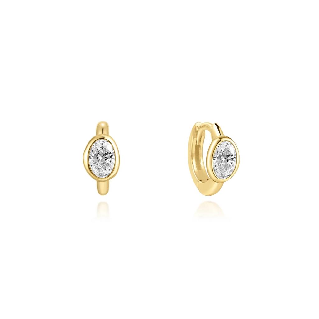 Ania Haie Gold Plated Organic Pebble CZ Huggie Hoop Earrings