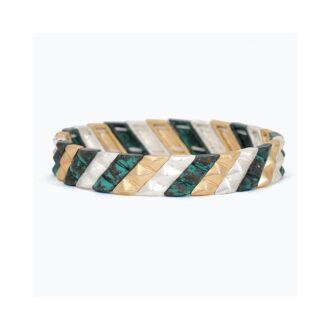 Gold Silver Patina Spike Bangle Bracelet
