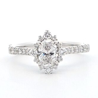 Oval Halo Engagement Ring 1/2ct Lab Diamond 10k White Gold