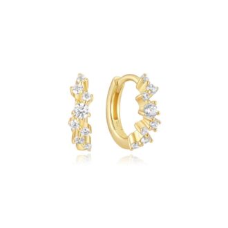 Ania Haie Yellow Gold-Plated Zig-Zag CZ Huggie Hoop Earrings
