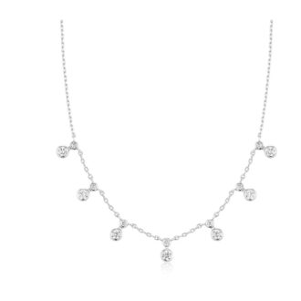 Ania Haie Silver Graduated Bezel Round CZ Station Necklace