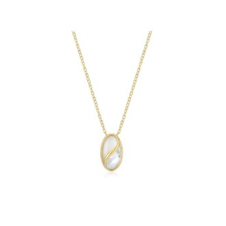 Yellow Gold Plated Mother of Pearl Drop Pendant, 18"+2"