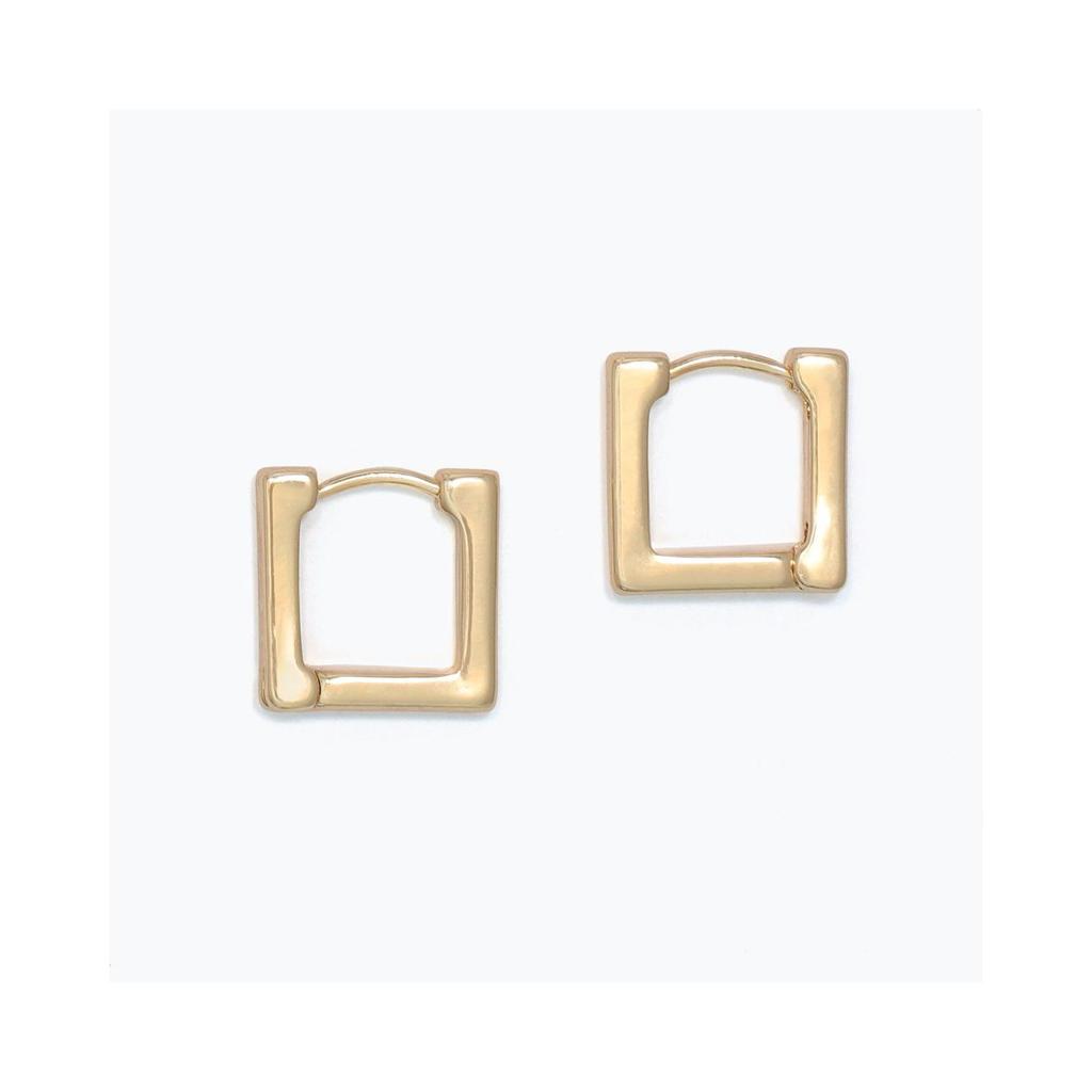 Polished Yellow Square Huggie Hoop Earrings