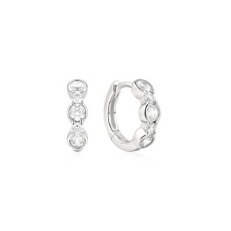 Ania Haie Silver Bezel-Set CZ Huggie Hoop Earrings