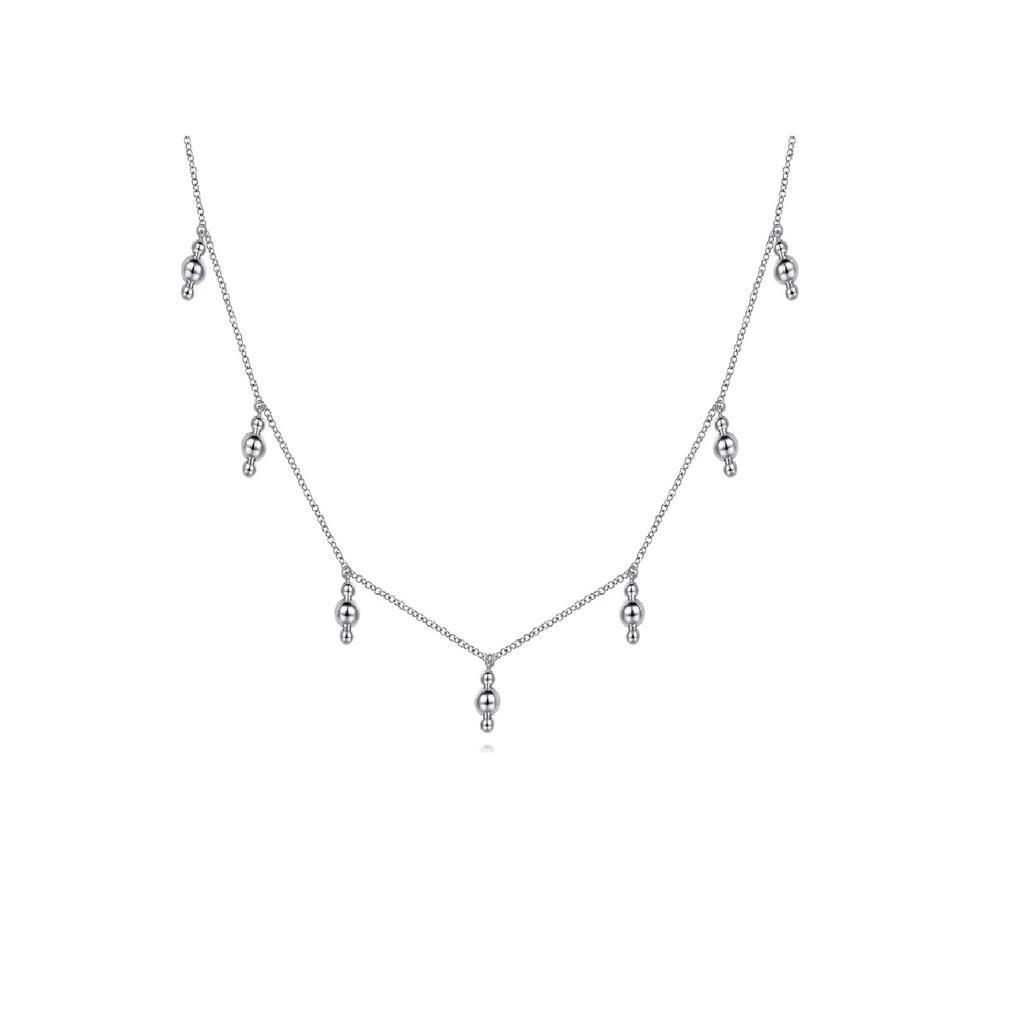 Gabriel Bujukan Beaded Station Necklace in Sterling Silver