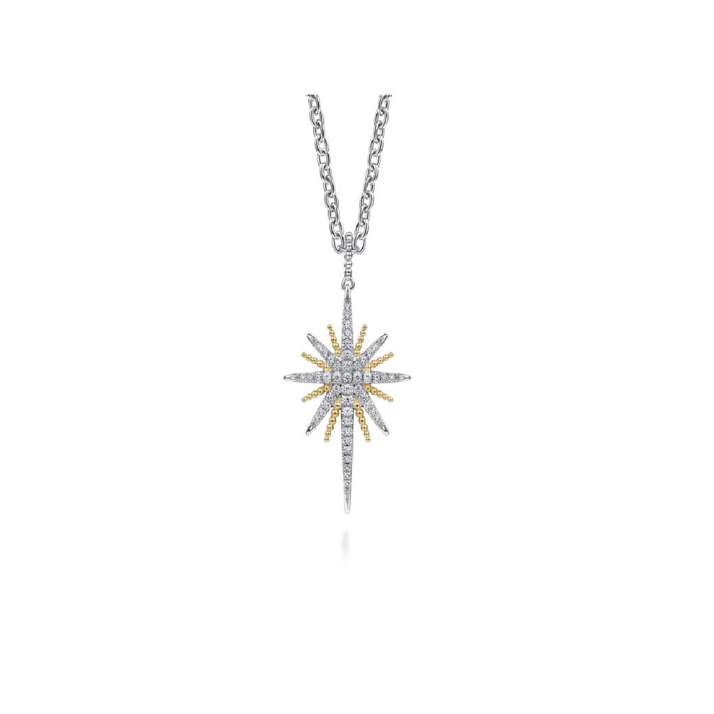 Gabriel Bujukan Two-Tone White Sapphire Starburst Necklace