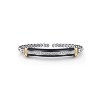 Gabriel Bujukan White Sapphire Black Enamel Bangle 6"