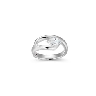Sterling Silver Marquise CZ Ribbon Fashion Ring