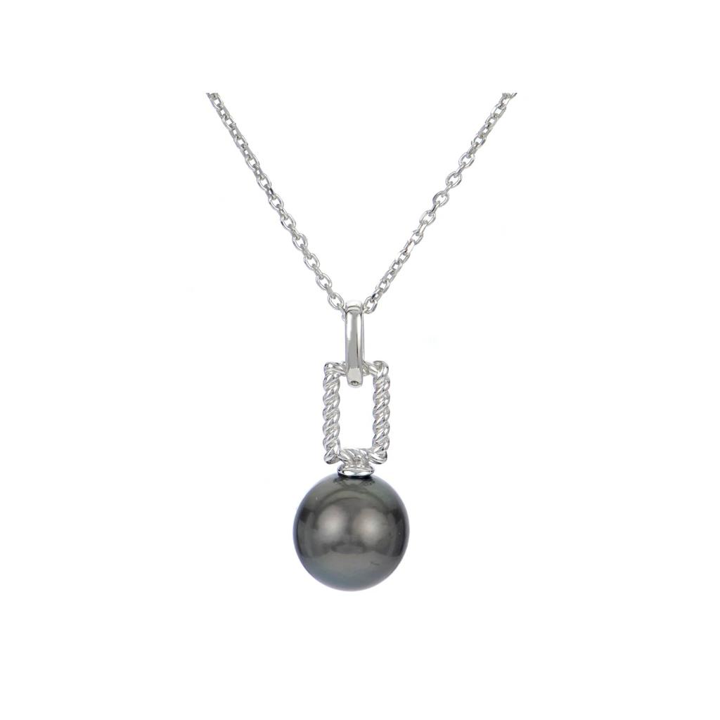 9-10mm Tahitian Cultured Pearl Twist Pendant, 18in