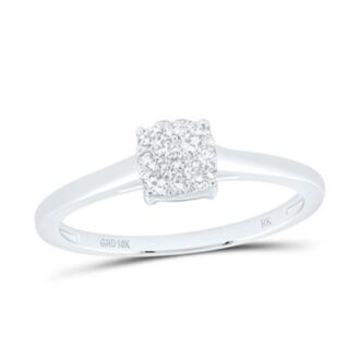 1/5 CTW Diamond Square Cluster Ring in 10K White Gold