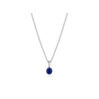 Sterling Silver Duchess Created Blue Sapphire CZ Necklace