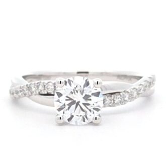 Twist Band 1ct Lab-Grown Engagement Ring in 10k White Gold