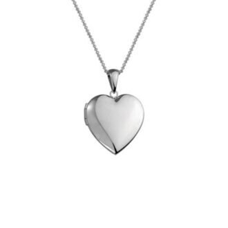 Sterling Silver Polished Heart Locket Necklace 16-18 in