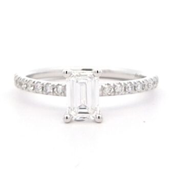 Emerald-Cut 3/4ct Lab-Grown Engagement Ring 10k White Gold