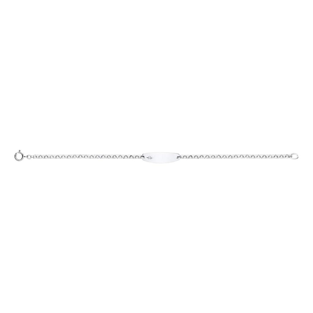 Sterling Silver Baby Oval ID Bracelet w/Diamond 6.25"