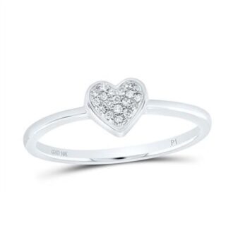 10K White Gold Diamond Heart Cluster Ring 1/20 CTW