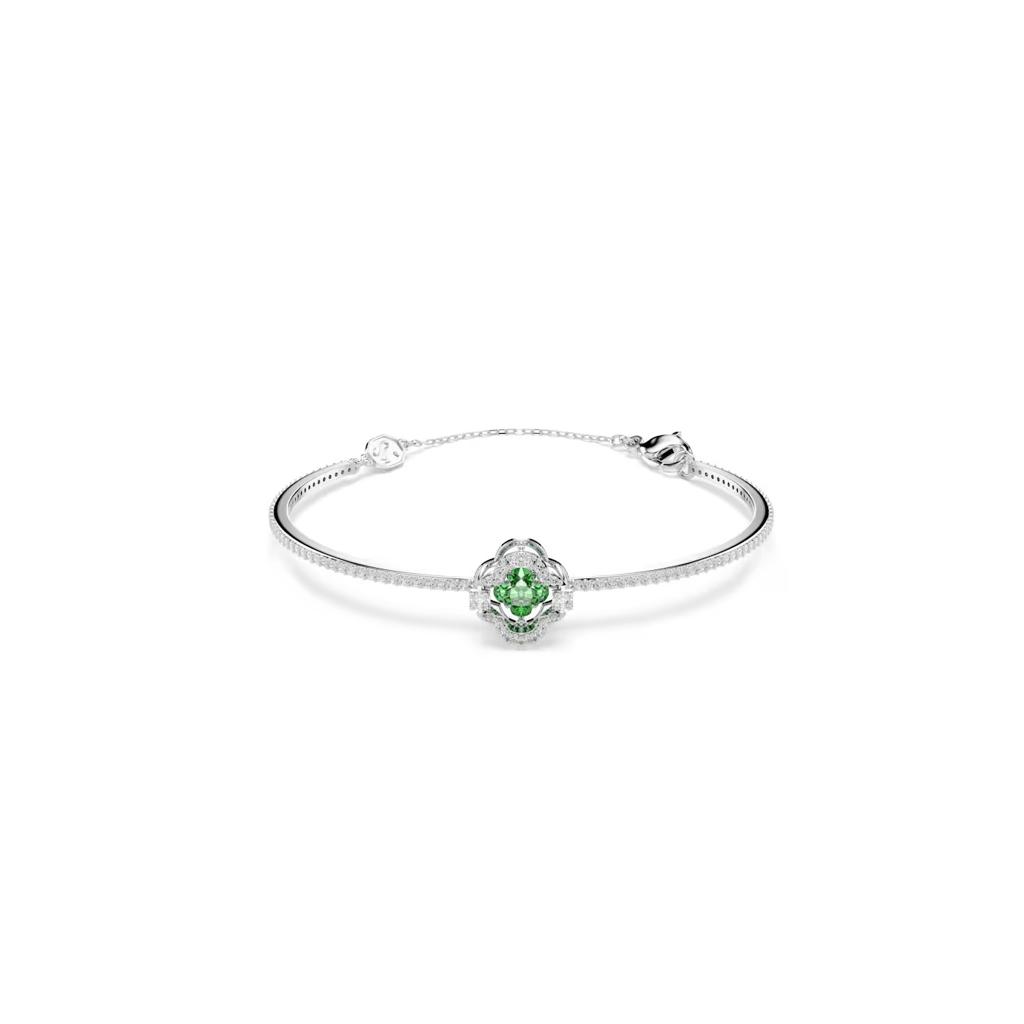Swarovski Una Clover Bangle Bracelet, Green Crystal