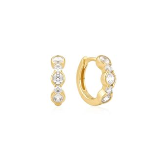 Ania Haie Gold Plated Bezel-Set Cubic Zirconia Huggie Hoops
