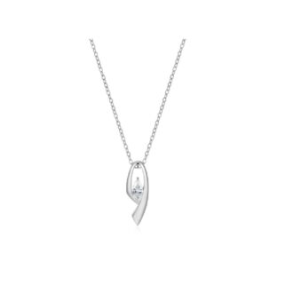 Sterling Silver Marquise Ribbon Drop Necklace, 18"+2" Rolo
