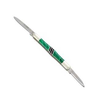 Tuxedo Folding Knife with Malachite & Jet Stripe