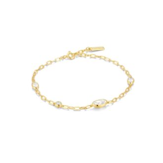 Ania Haie Gold-Plated Bezel CZ Pebble Station Bracelet