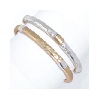 Silver and Gold Hammered Stretch Bangle Bracelet