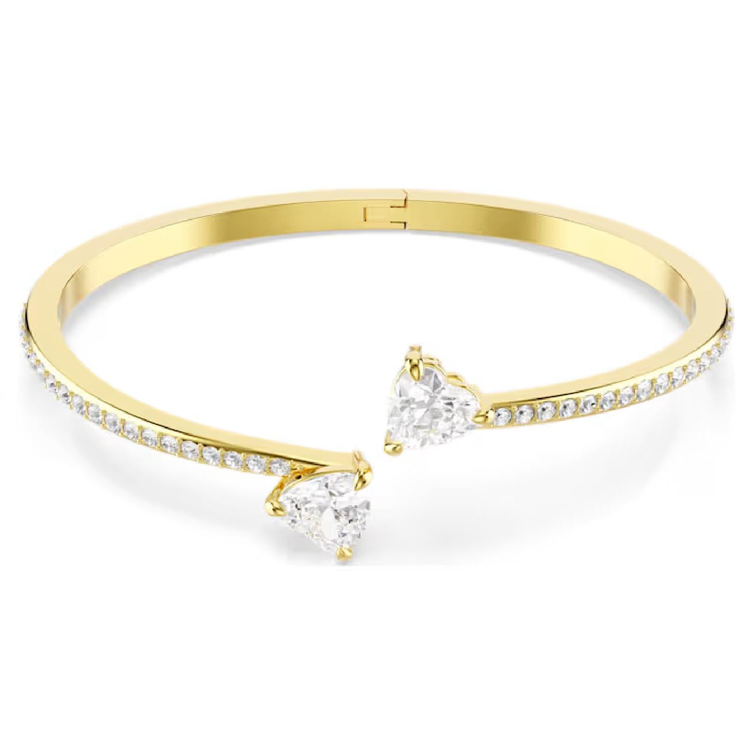 Swarovski Mesmera Double Heart Bangle Bracelet with Clear CZ