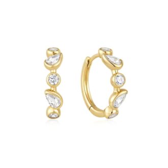 Ania Haie Gold Bezel Round & Teardrop Huggie Hoop Earrings