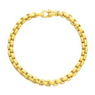 Inox 6mm Matte Gold IP Stainless Steel Box Chain Bracelet 8"