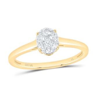10K Yellow Gold Oval Diamond Cluster Promise Ring 1/4 CTW