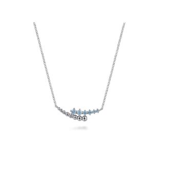 Gabriel Bujukan Blue Topaz Bypass Bar Necklace in Silver