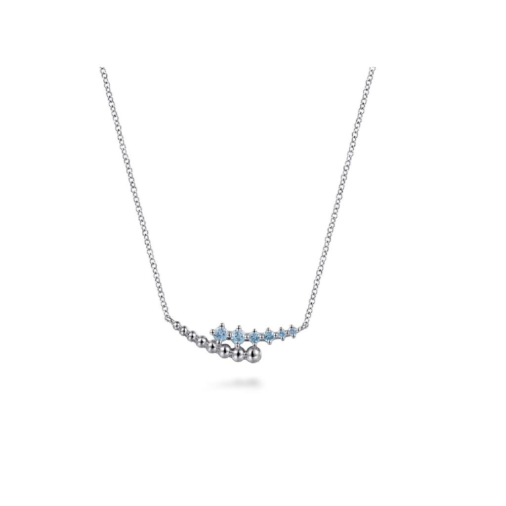 Gabriel Bujukan Blue Topaz Bypass Bar Necklace in Silver