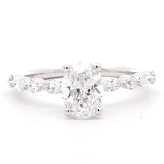 10k White Gold Hidden Halo Oval Lab-Grown Engagement Ring
