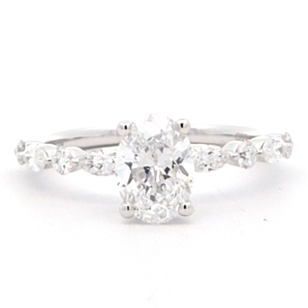 10k White Gold Hidden Halo Oval Lab-Grown Engagement Ring