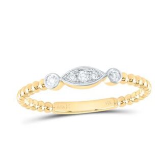 5-Round Diamond Beaded Shank Ring 14K Yellow Gold 0.08ctw