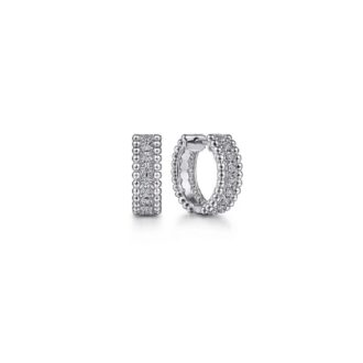 Gabriel Sterling Silver Bujukan White Sapphire Huggie Hoops