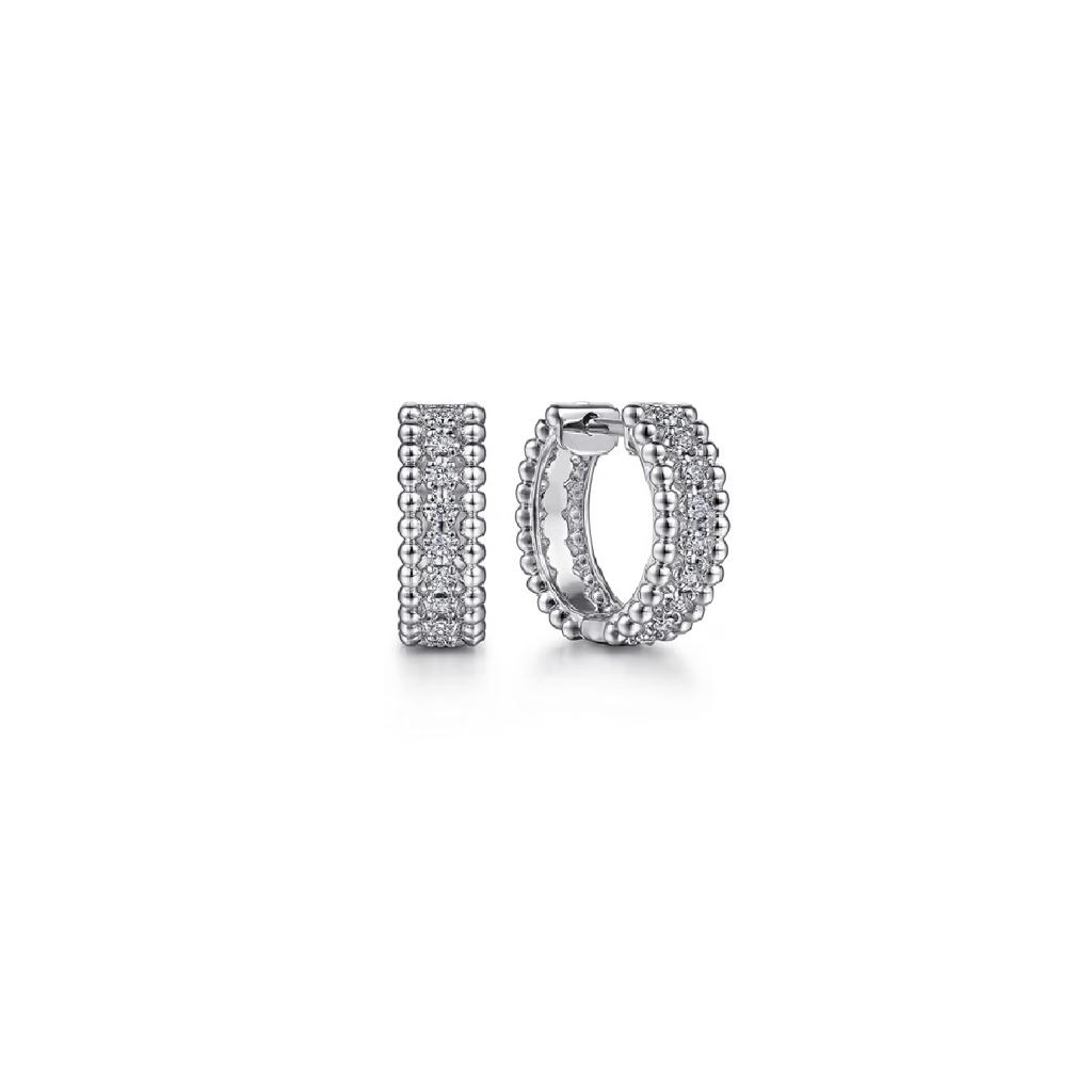 Gabriel Sterling Silver Bujukan White Sapphire Huggie Hoops