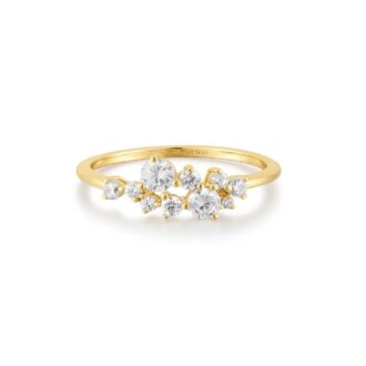 Ania Haie CZ Cluster Bypass Ring in Yellow Gold Plate