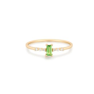 Tsavorite & Lab-Grown Diamond Ring in 14K Yellow Gold