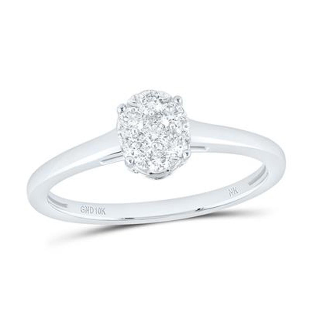 0.25 CTW Diamond Oval Cluster Ring in 10K White Gold