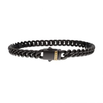 Inox Men's Bracelet with Black Sapphires in Stainless Steel
