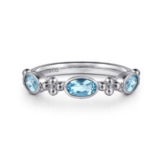 Gabriel Bujukan Oval Blue Topaz Fashion Ring in Sterling Silver