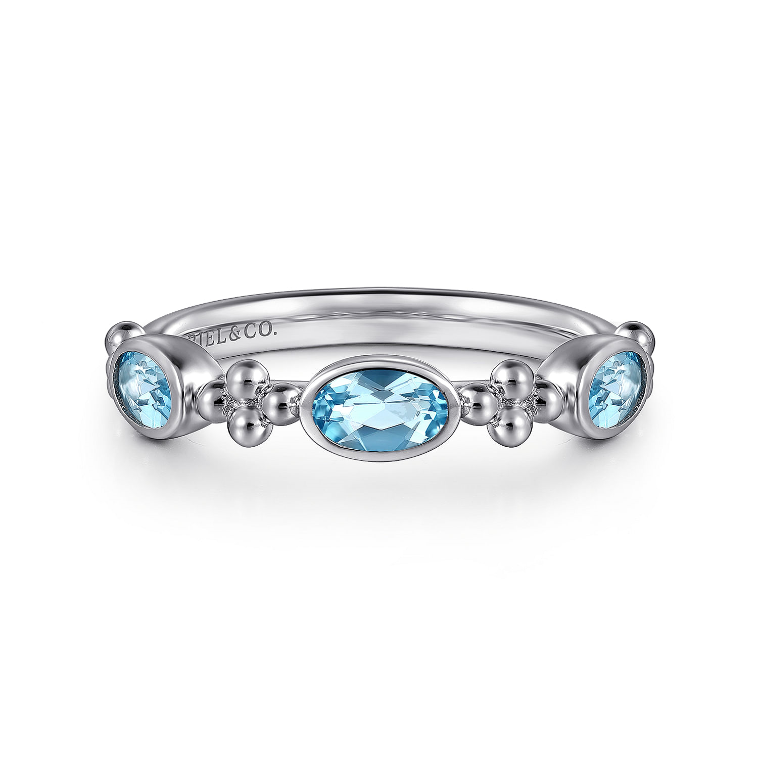 Gabriel Bujukan Oval Blue Topaz Fashion Ring in Sterling Silver