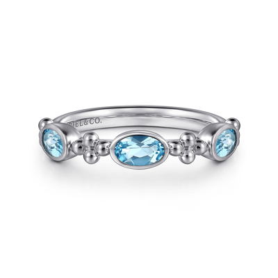 Gabriel Bujukan Oval Blue Topaz Fashion Ring in Sterling Silver