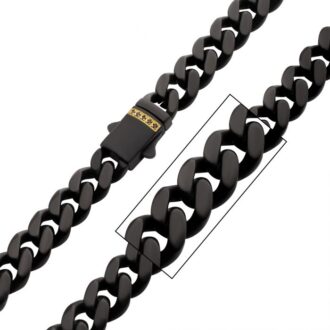 Inox Men's Cuban Chain 24" Length in Black Stainless Steel