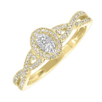 Halo Engagement Ring with .16ctw Round Diamonds in 10k Yellow Gold