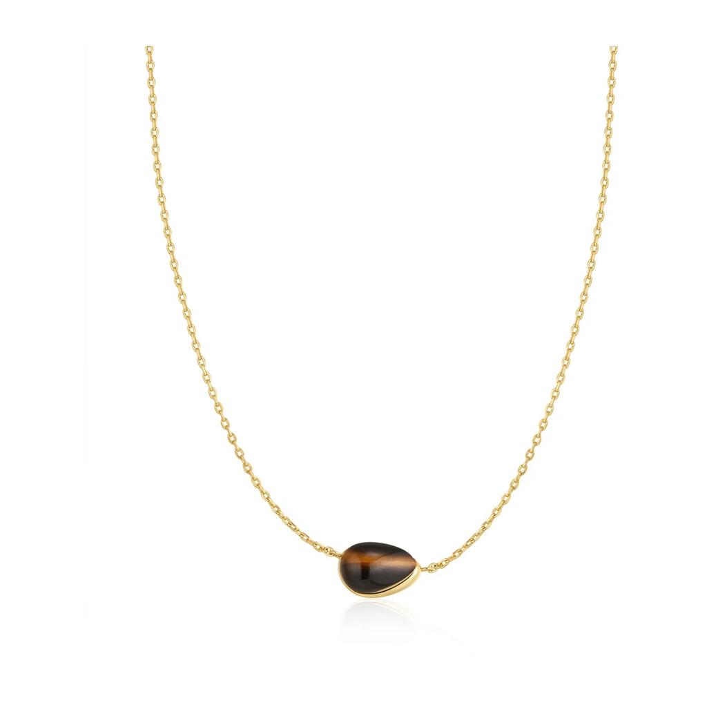 Ania Haie Gold-Plated Tiger's Eye Domed Pebble Necklace