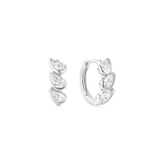 Ania Haie Silver Triple Teardrop Huggie Hoop Earrings