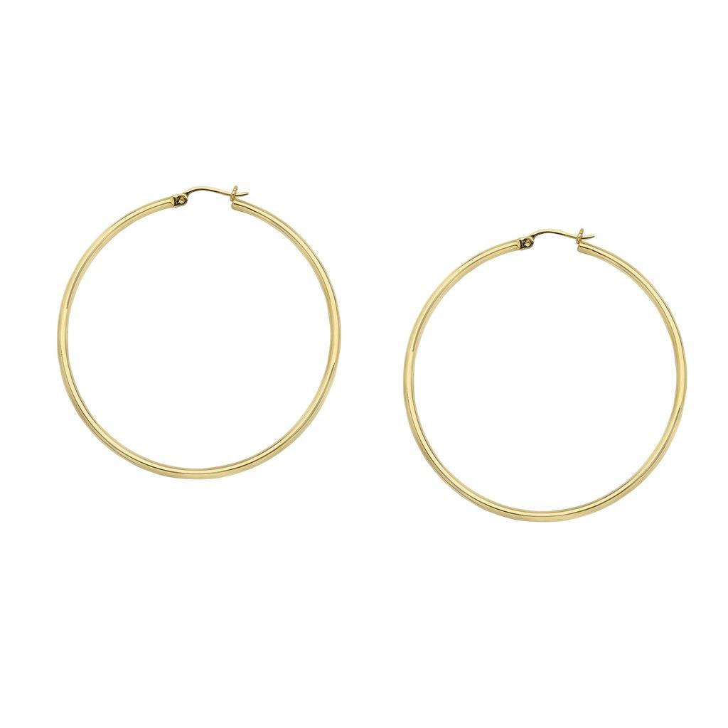 10K Yellow Gold Large Round Tube Hoop Earrings 30mm